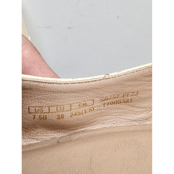 STUART WEITZMAN Ivory Leather Cap Toe Slingback Pearl Ballet Flats, Size 7.5 - Picture 15 of 16